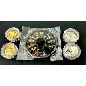 5 Pack Nail Art Moon Heart Silver Gold Metal Designs Shiny Crescent 3D